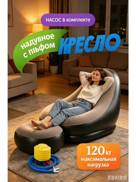 Компактное надувное кресло для рыбалки природы
