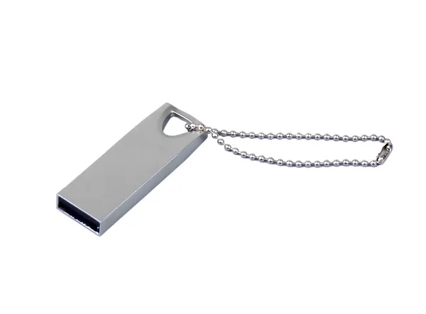 Компактная металлическая флешка с отверстием для цепочки (8 GB USB 2.0 Серебро Mini032 нанесение лого77 недорого)