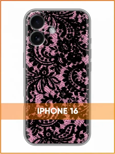 Чехол на Iphone 16 с принтом Кружево на розовом Case Face