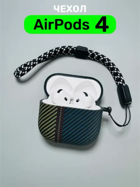 Чехол на AirPods 4, AirPods 5 с принтом карбон LUXO