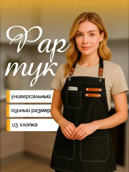 Shiny Kitchen Фартук кухонный поварской с карманами