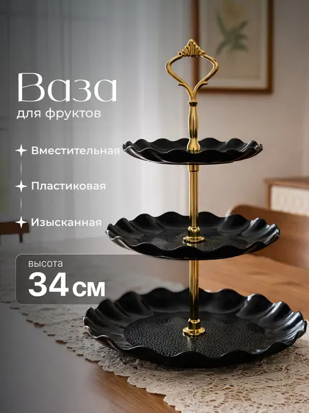 Shiny Kitchen Фруктовница трехъярусная этажерка пластиковая