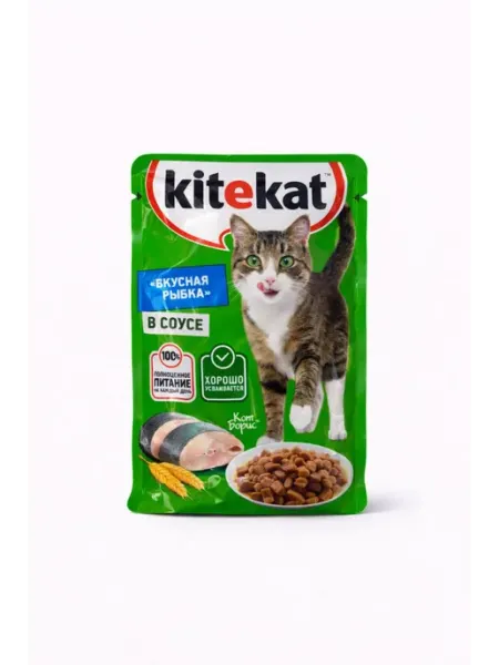 Kitekat Влажный корм для кошек с рыбкой в соусе 5 шт
