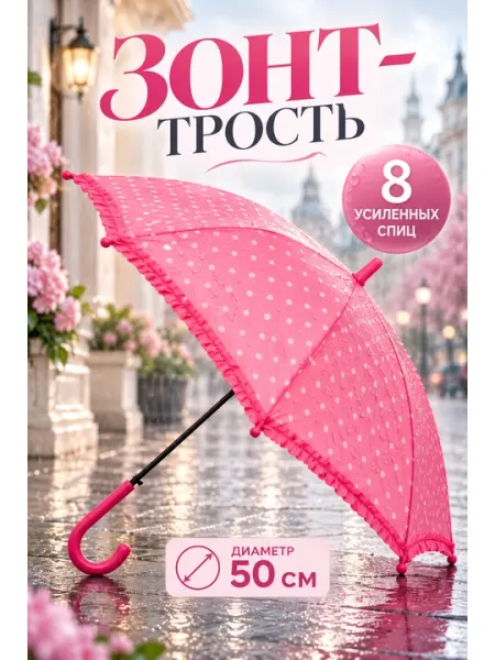 Детский зонт, 50 см — яркий и безопасный аксессуар для прогулок - Зонты для девочек