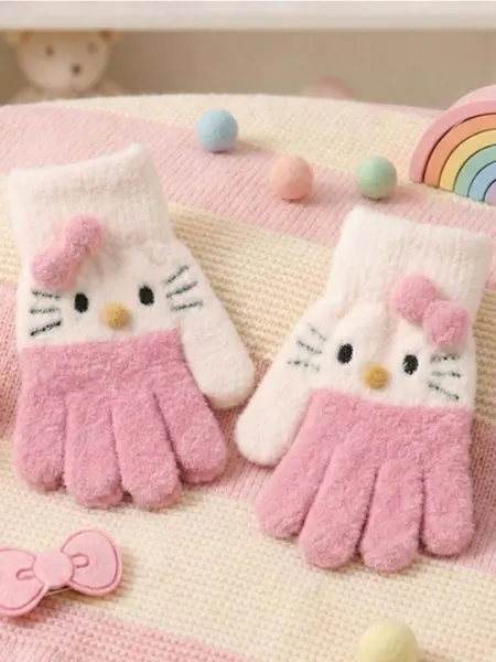 Перчатки детские для девочки с бантиком, перчатки зимние Hello Kitty - Перчатки и варежки для девочек