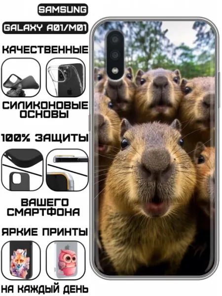 Чехол на Samsung Galaxy A01 с принтом Капибары KissMyCase
