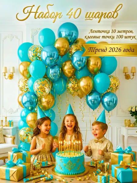 Klick it quickly шарики воздушные 40 шт. и аксессуары, набор фотозона