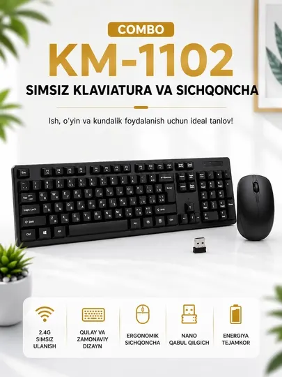 KM-1102 Комплект беспроводной клавиатуры и мыши