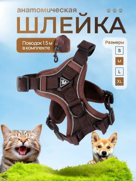 KMpets Шлейка с поводком для кошек и собак