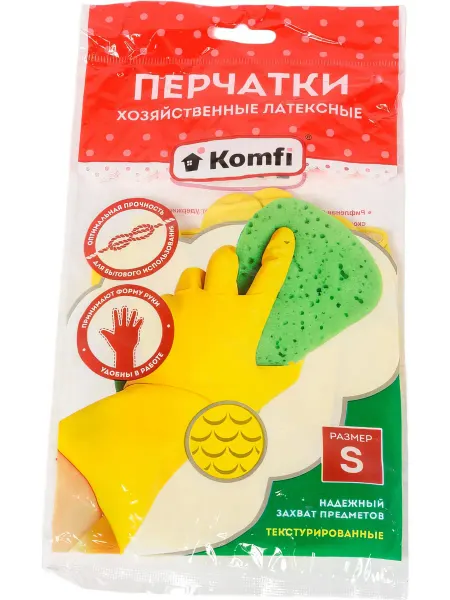 Komfi Хозяйственные латексные перчатки без х б напыления