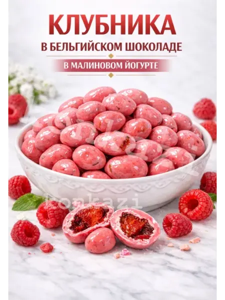 Konkazi Клубника в бельгийском шоколаде в малиновом йогурте, ягоды