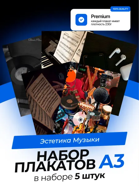 KONNESSI Постеры Эстетика Музыки. 5 штук. А3