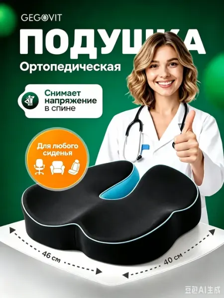 Подушка ортопедическая на стул для копчика и спины