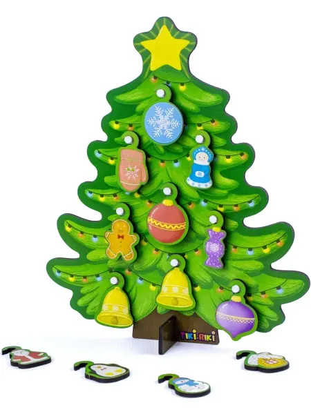 KoroBoom Развивающая новогодняя игрушка "Елочка" двухсторонняя