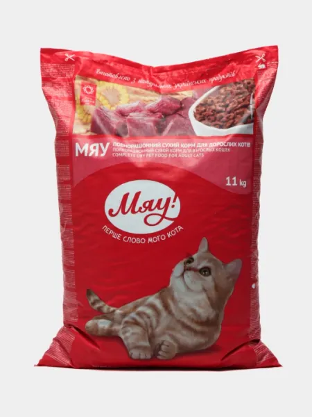Сухой корм для кошек Мяу, телятина, 11 кг