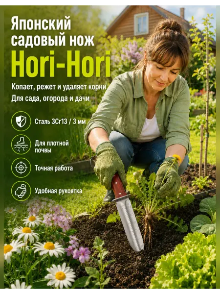 Нож садовый корнеудалитель сорняков с чехлом