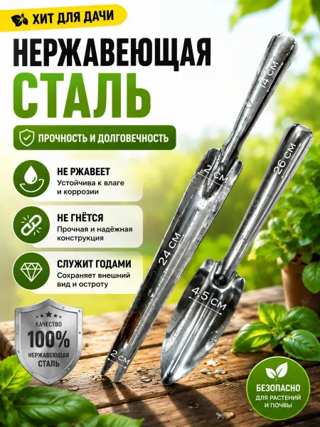 Сталь Корнеудалитель и совок садовый цельнометаллический