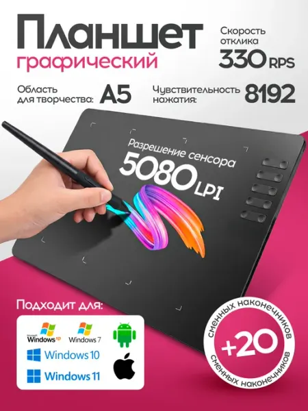 Графический планшет для рисования Functiona