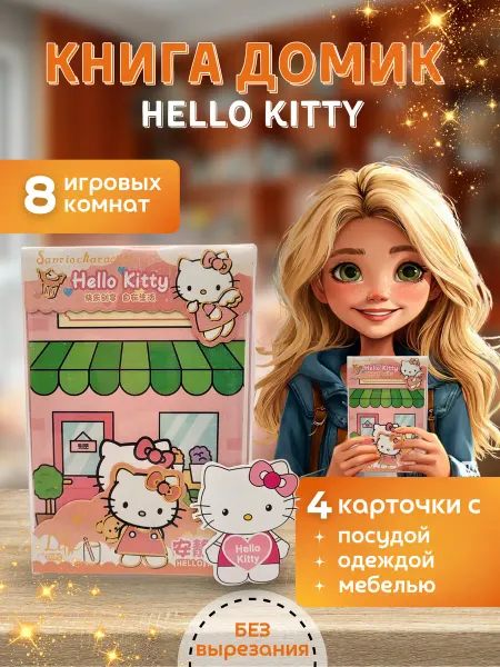 Kuromi книга игрушка кукольный домик Китти одна зелёная