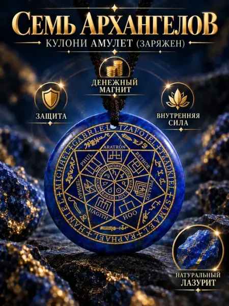 Кулон амулет Семь Архангелов лазурит защита и достатк
