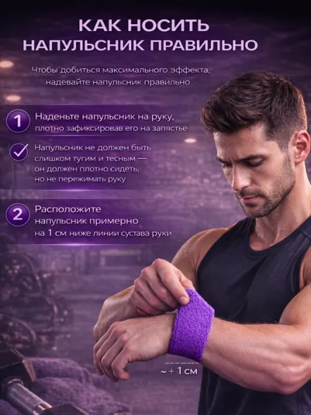 Напульсник спортивный для фитнеса и тренировок, впитывающий пот, эластичный - Компрессионные повязки и рукава