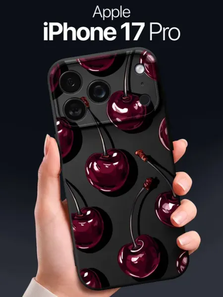 Чехол на iPhone 17 Pro с вишнями SCDesign