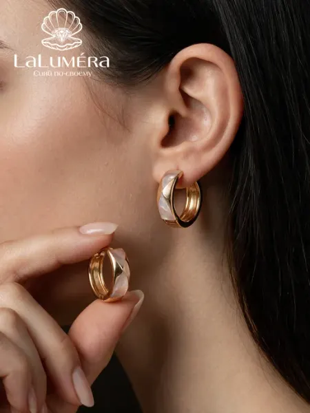 LaLumera Серьги бижутерия крупные повседневные под золото объемные