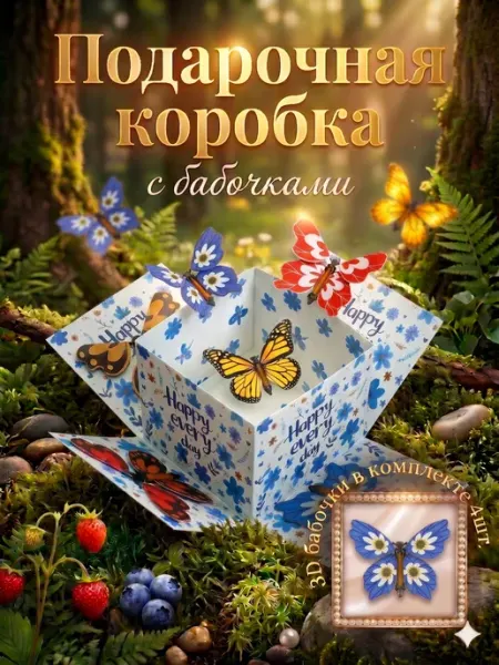 Сима-Ленд & UPAK LAND Коробка подарочная с бабочками