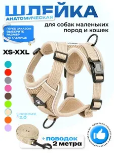 Шлейка для собак мелких пород и кошек / бежевый / M