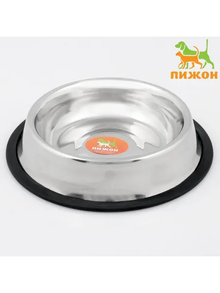 Металлическая нескользящая миска для кошек собак