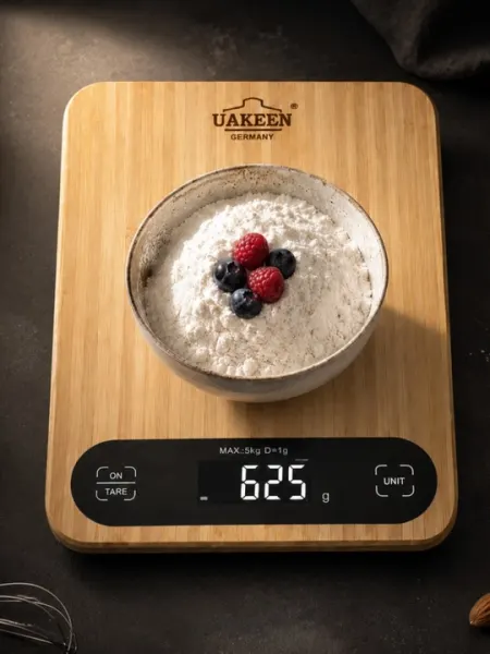 Электронные кухонные весы UAKEEN, дисплей LCD, функция TARE, до 5кг, металл. платформа