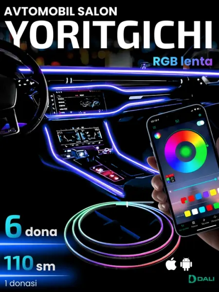 LED подсветка для автомобиля, многоцветная, беспроводная