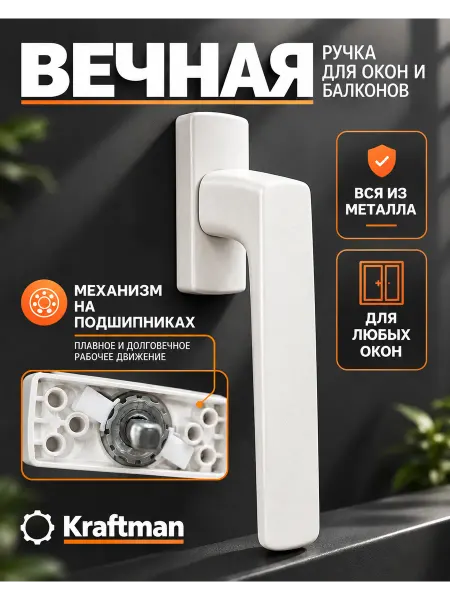 Крафтман Ручка для пластикового окна металлическая