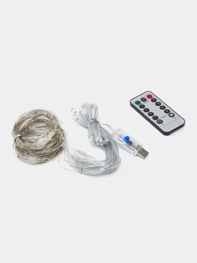 Гирлянда штора новогодняя, капля для улицы дома LED светодиодная, USB, новый год с крючком