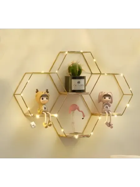Полка настенная сота с черной рамкой и LED-подсветкой