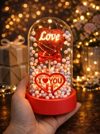 Ночник романтический, LED-светильник «LOVE» – в стеклянной колбе, для подарка и декора