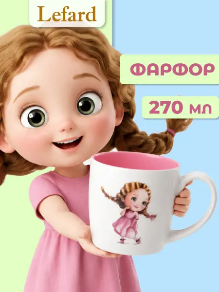 Lefard Кружка 270 мл для чая детская "Красивая девочка" фарфоровая