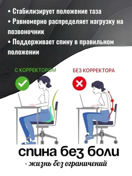 Ортопедический упор для поясницы для офисного кресла