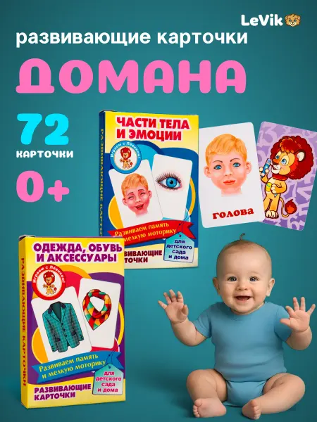 LEVIK Карточки для детей развивающие Детская игра части тела