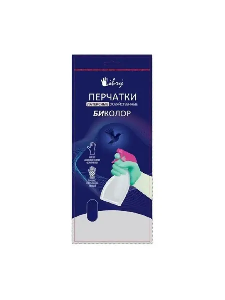 Libry Перчатки латексные мятно-белые L хозяйственные