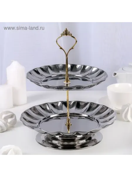 Многоуровняя круглая фруктовница из нержавеющей стали