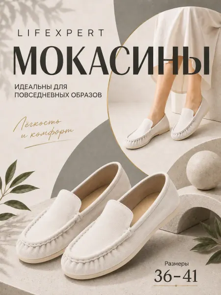 Lifexpert Мокасины текстильные лёгкие с мягким краем на низкой подошве