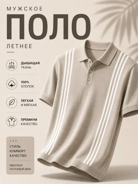 TM LIMITED Футболка поло в полоску летняя old money