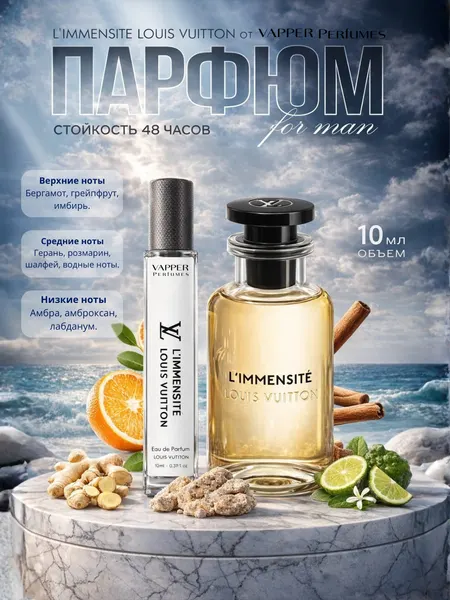 Limmensite, Louis Vuitton — мужская парфюмерная вода с имбирём, грейпфрутом и амброй,