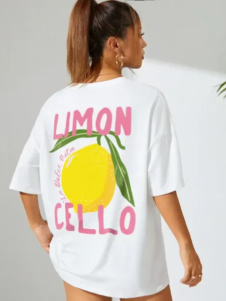 ПОП КУЛЬТУРА Футболка оверсайз с ярким принтом Limoncello