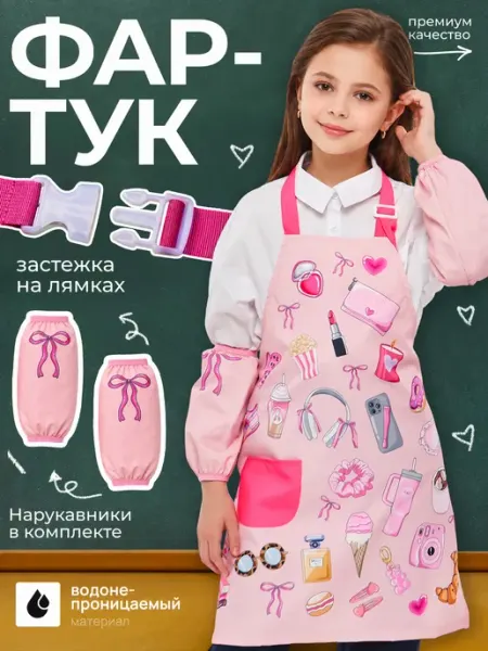 Litlantica Непромокаемый фартук для рисования в школу роз новый