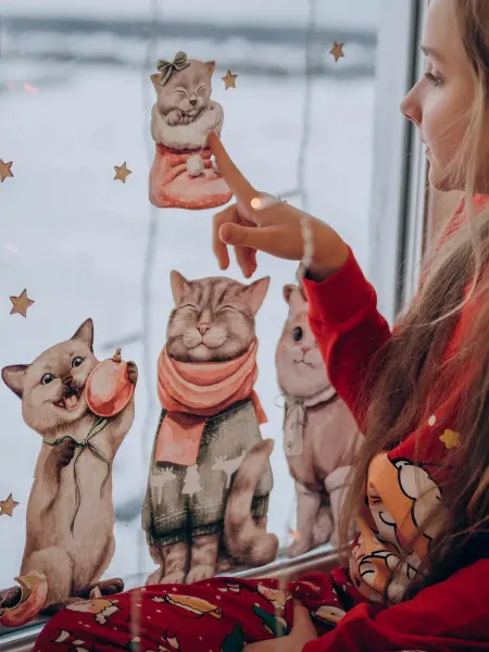 LITTLE ONE STORY Наклейки с новогодними котятами