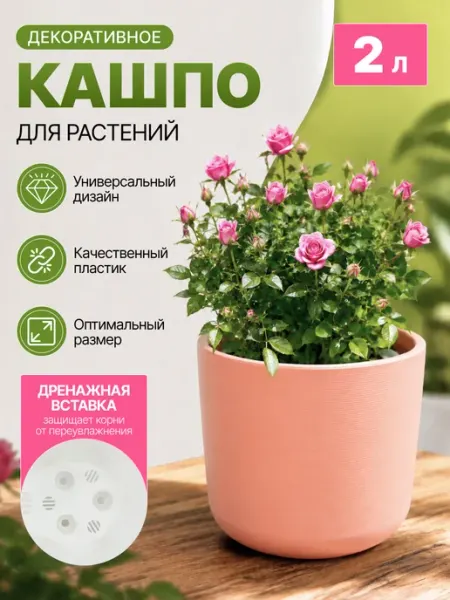 Live-in-green Горшок для комнатных цветов Лион с дренажной вставкой 2 л