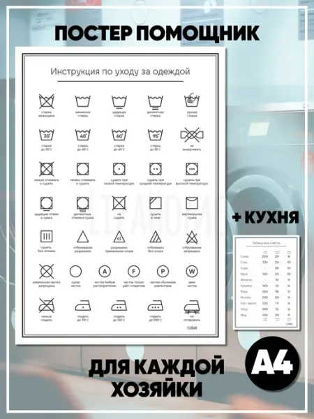 LizaHome Инструкция по уходу за одеждой постер