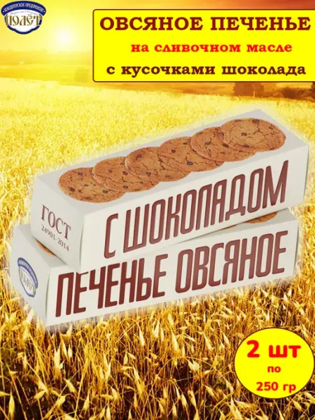 Полёт Печенье овсяное с кусочками шоколада, 2 шт